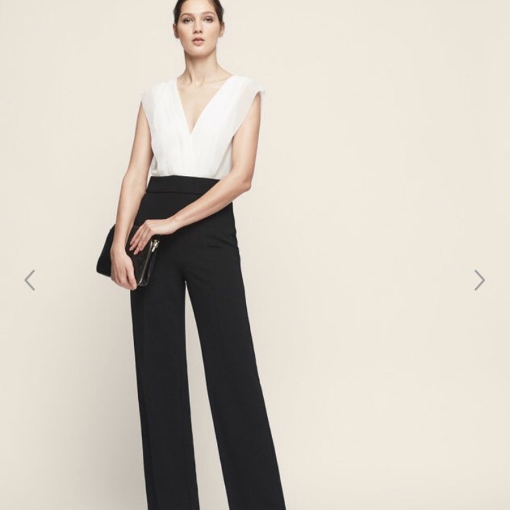 Reiss Martha jumpsuit. Size 4. Black and white